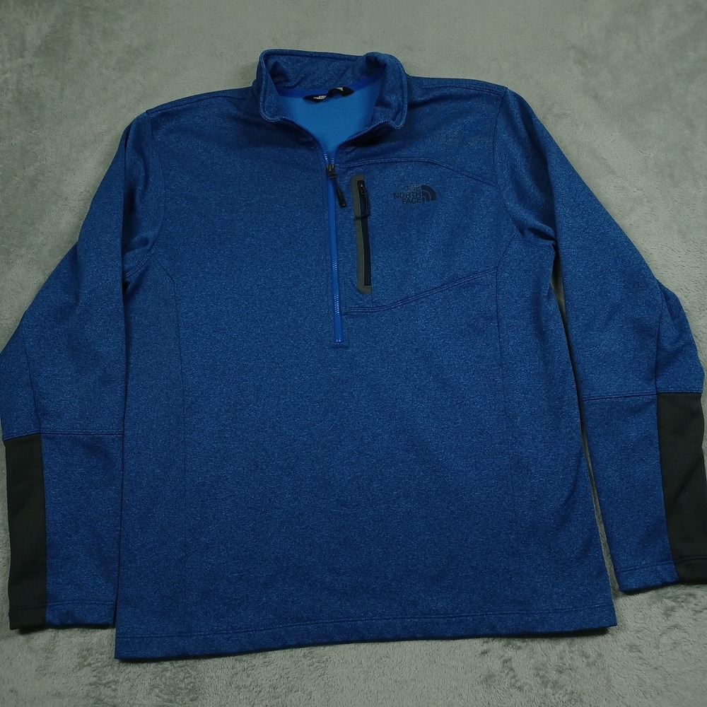 North Face‎ Sweater Mens Large Blue Fleece 1/4 Zip Pockets Outdoor Pullover